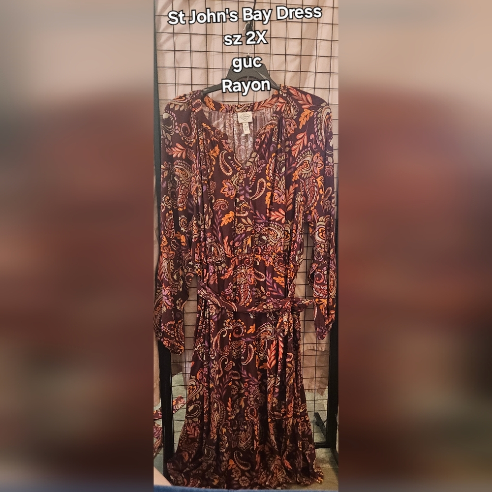 Women's Plus Size 2X St. John's Bay Long Sleeve Paisley Dress